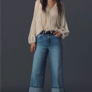 PAIGE Petite Sasha High-rise Cuffed Wide-leg Ankle Jeans